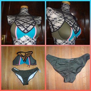 Victorias Secret PINK olive teal peach XS/S bikini